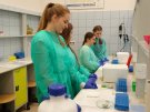 Uczniowie z I LO w Ostrołęce podczas warsztatów w Zakładzie Biochemii Farmaceutycznej 