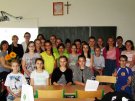 Uczniowie kl V B SZkoły Podstawowej w Choroszczy - podczas lekcji dotyczącej zagrożeń wynikających z niewłaściwego odżywiania oraz możliwości profilaktyki chorób poprzez prawidłowe żywienie 