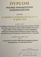The publication of the MUB received the Scientific Award of the Polish Cardiac Society for the scientific publication with the highest Impact Factor published in 2020