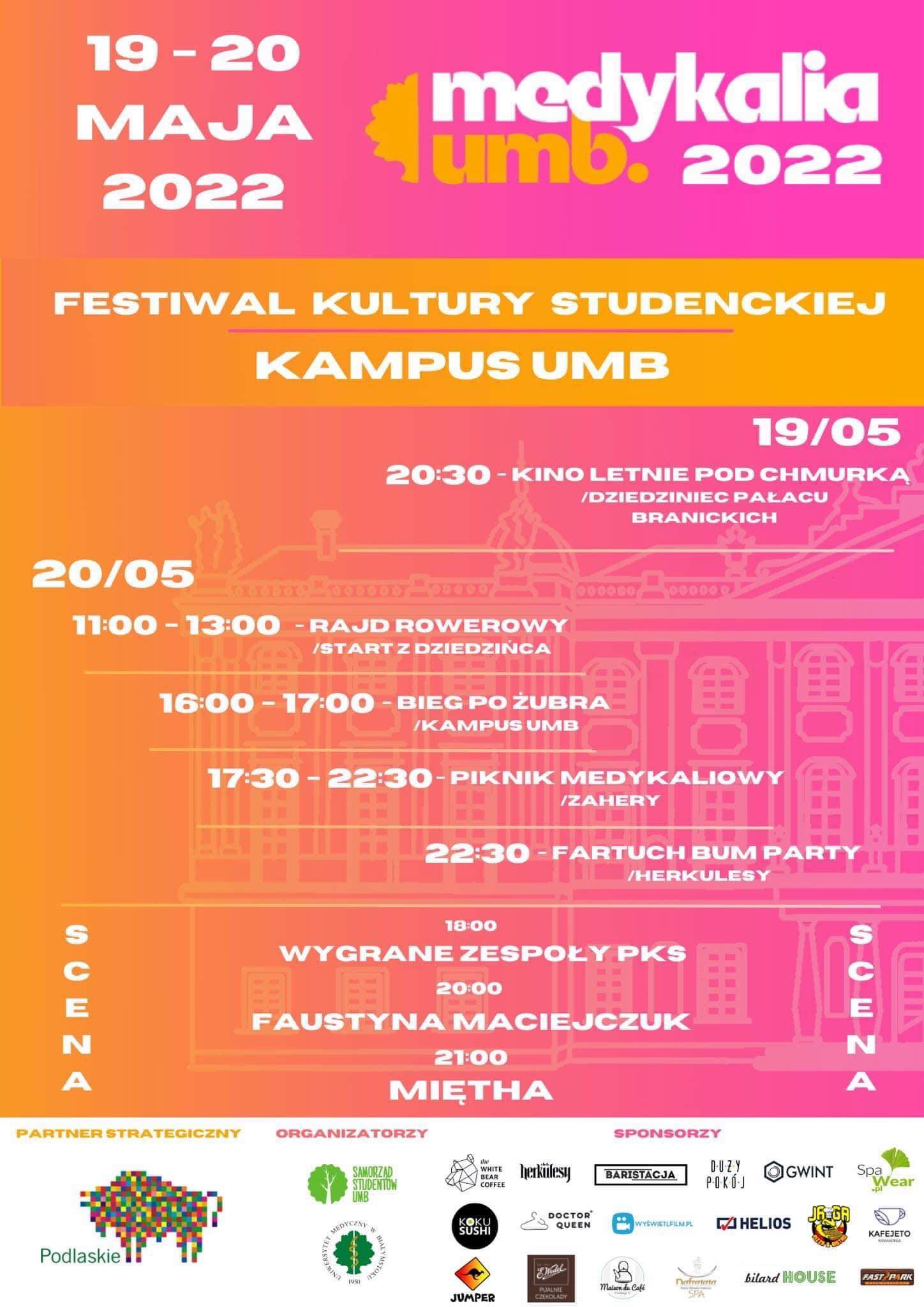 Różowo-pomarańczowy plakat Medykalia 2022