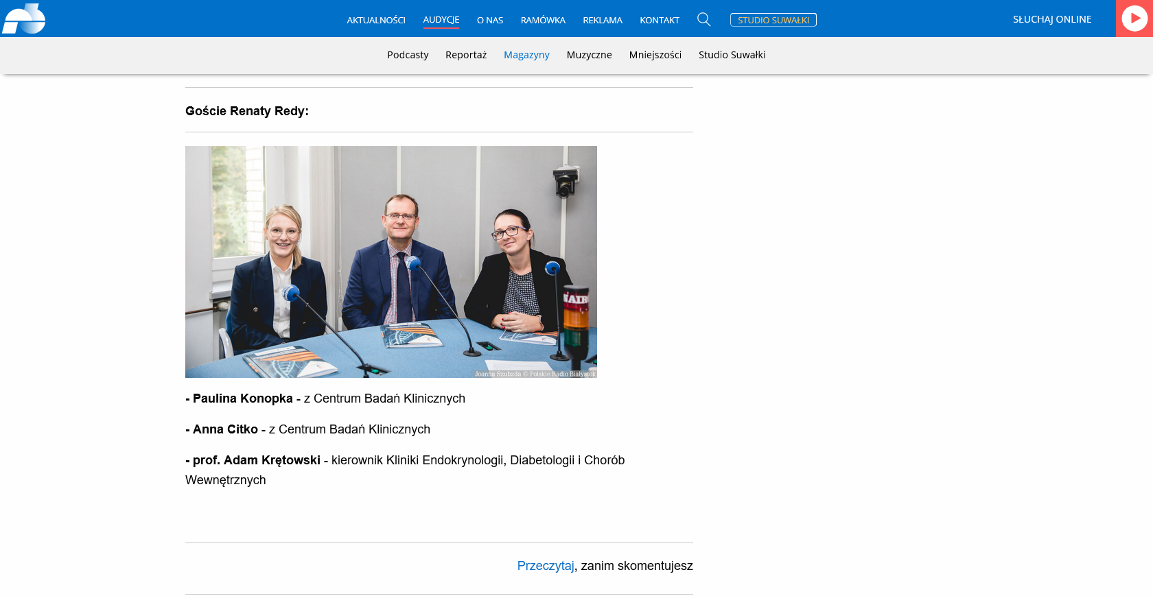 Paulina Konopka, Adam Krętowski, Anna Citko w studio Radia Białystok