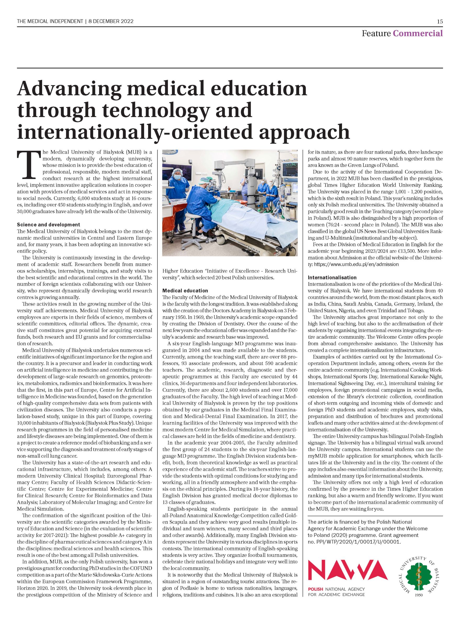 Advancing medical education info about Medical Univesristy of Bialystok