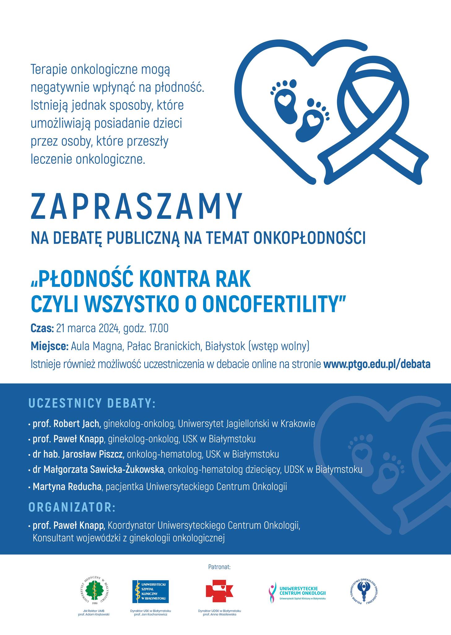 Plakat debaty diotyczącej onkopłodności