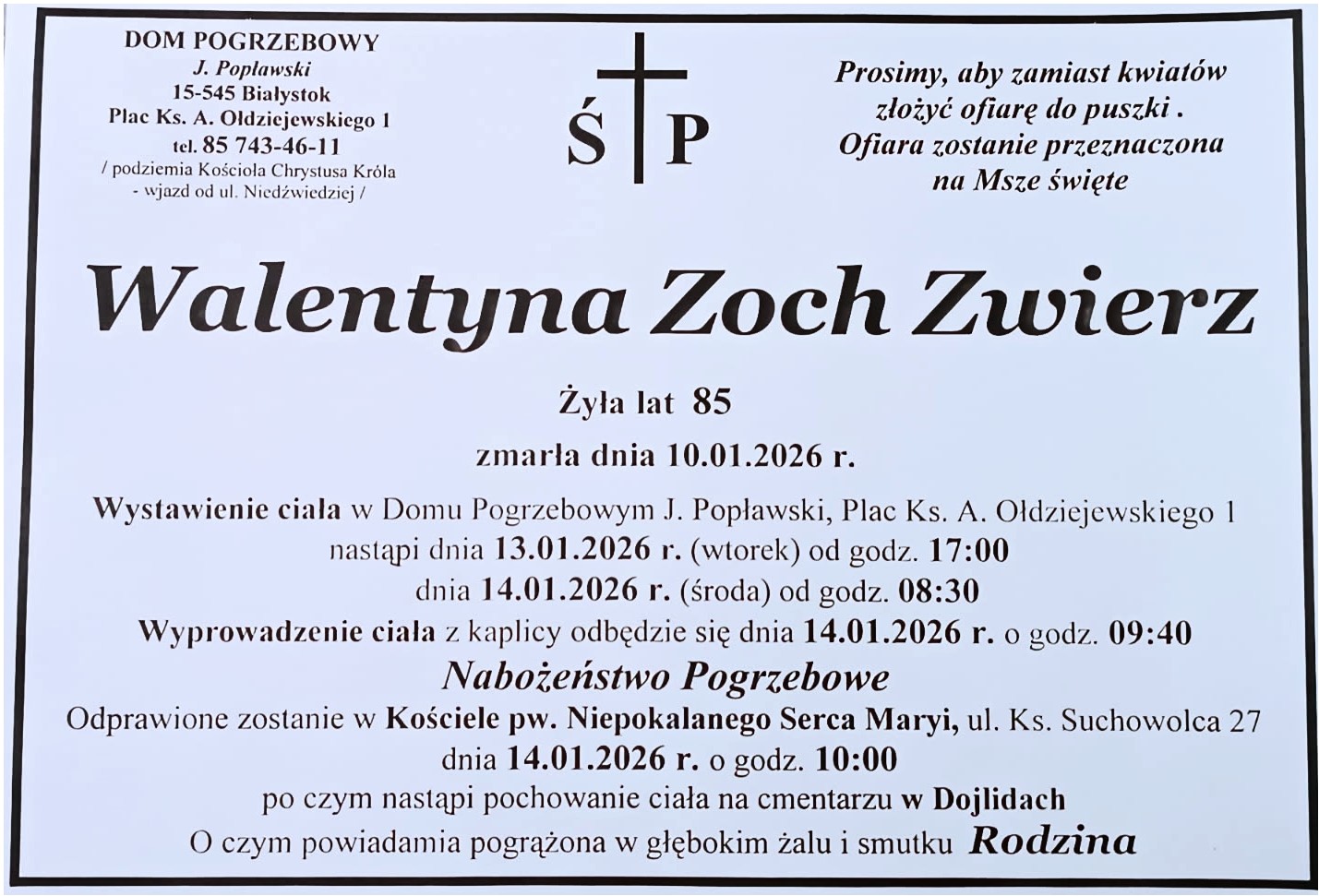 Klepsydra prof. Walentyna Zoch Zwierz