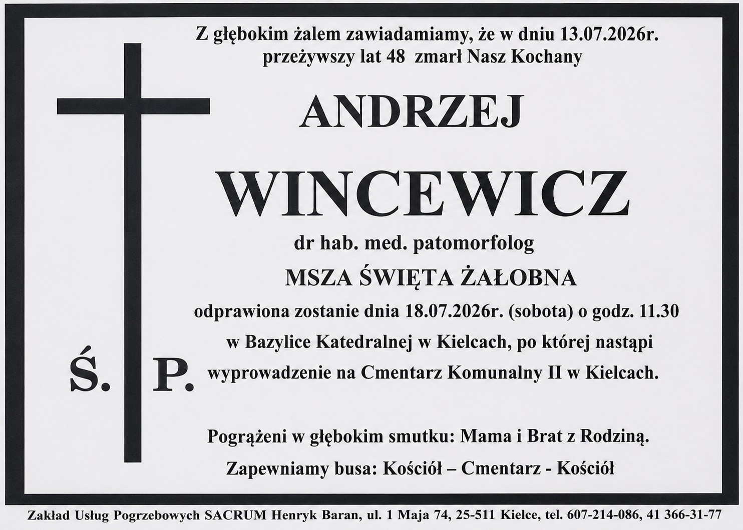 Nekrolog dr hab. Andrzej Wincewicz