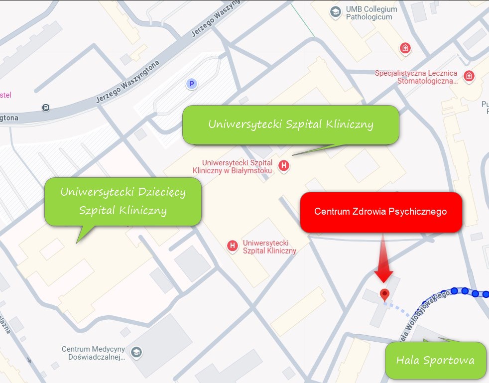Mapka do Centrum Zdrowia Psychicznego