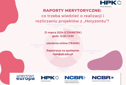 Link: Raporty merytoryczne w Horyzoncie: webinar HPK Polska Wschodnia
